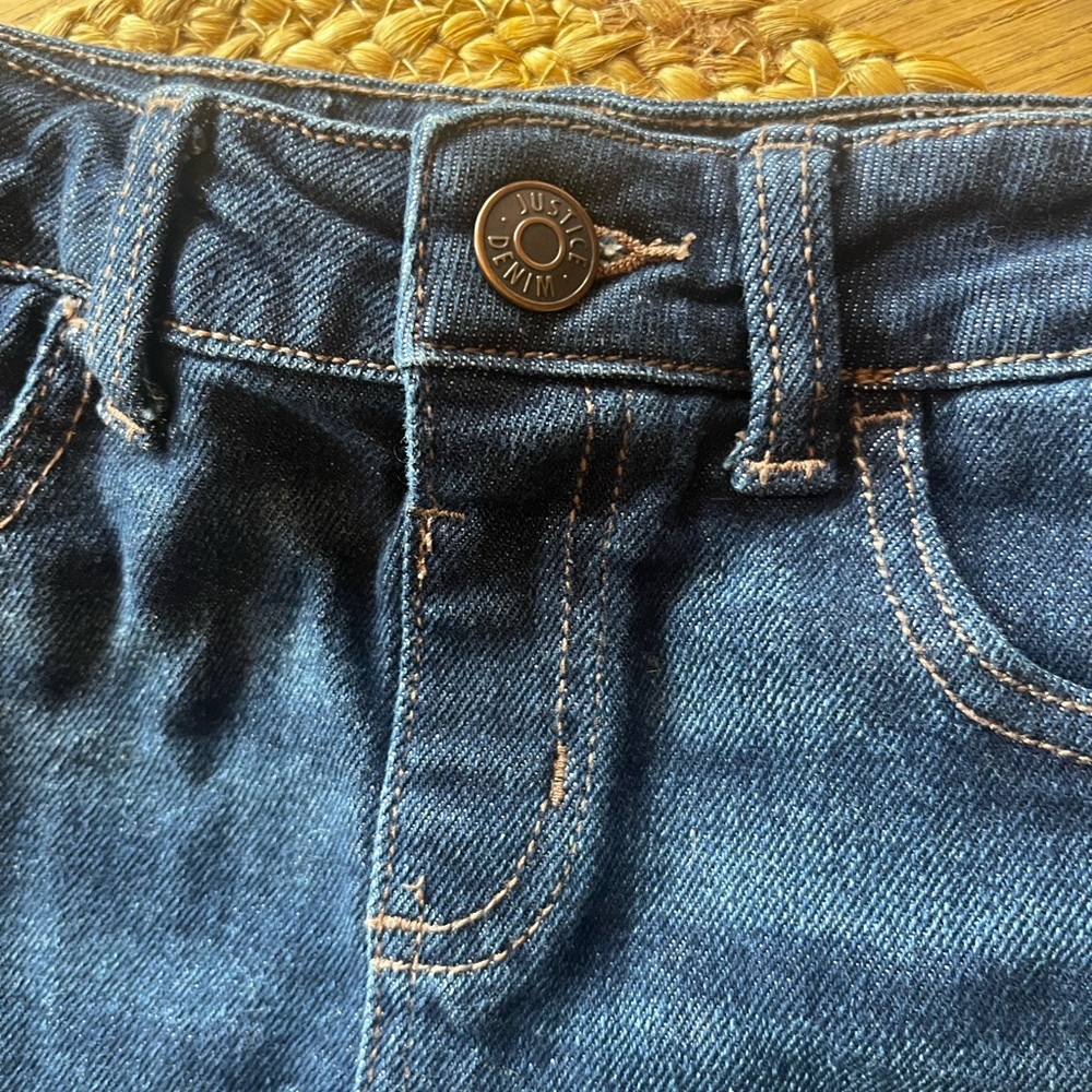 Justice Distressed Denim Mini Skirt Size 10 - Picture 2 of 4